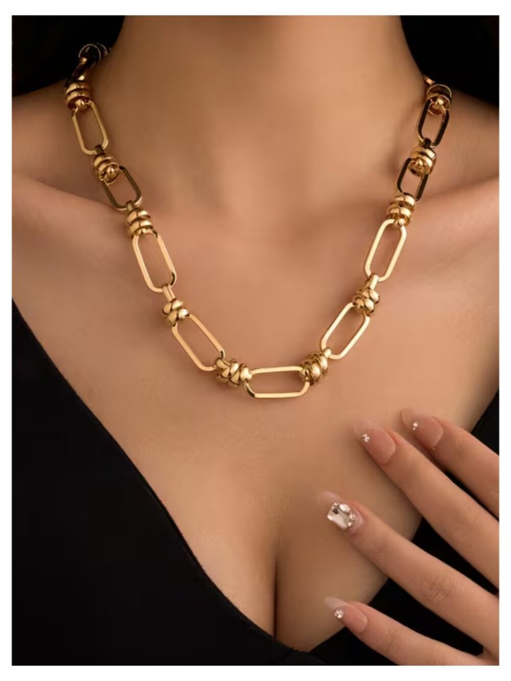 NWT 14K Gold Plated Punk Chunky Chain Choker Link Statement Necklace Hardware